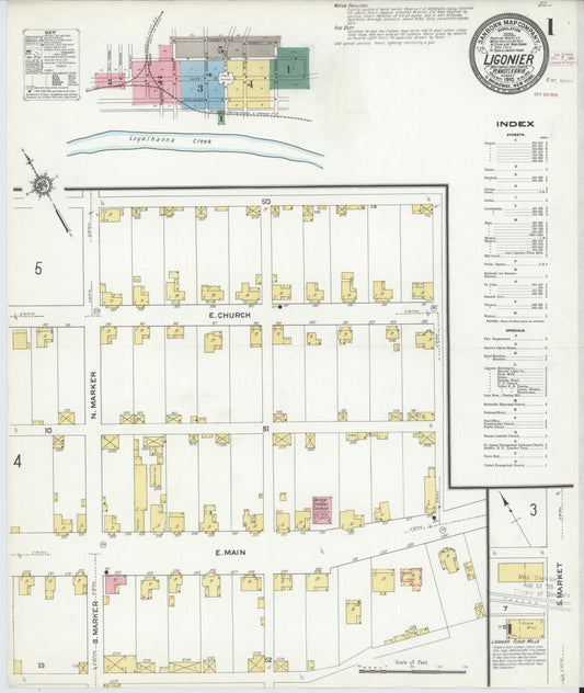 Sanborn Fire Insurance Map from Ligonier, Westmoreland County, Pennsylvania (1910), Sheet #0001 - Complete Map Set gallery image, historic Sanborn map, vintage wall art, Pennsylvania Pennsylvania