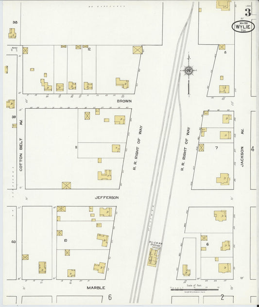 Sanborn Fire Insurance Map from Wylie, Collin County, Texas (1921), Sheet #0003 - Historic Sanborn Fire Insurance Map Print, vintage old map wall art, antique decor, genealogy gift, Texas Texas map