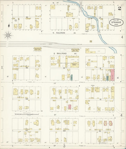Sanborn Fire Insurance Map from Sprague, Lincoln County, Washington (1897), Sheet #0002 - Complete Map Set gallery image, historic Sanborn map, vintage wall art, Washington Washington