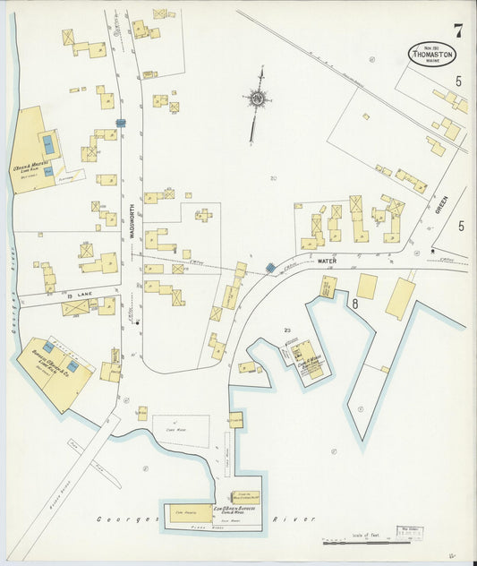 Sanborn Fire Insurance Map from Thomaston, Knox County, Maine (1911), Sheet #0007 - Historic Sanborn Fire Insurance Map Print, vintage old map wall art, antique decor, genealogy gift, Maine Maine map
