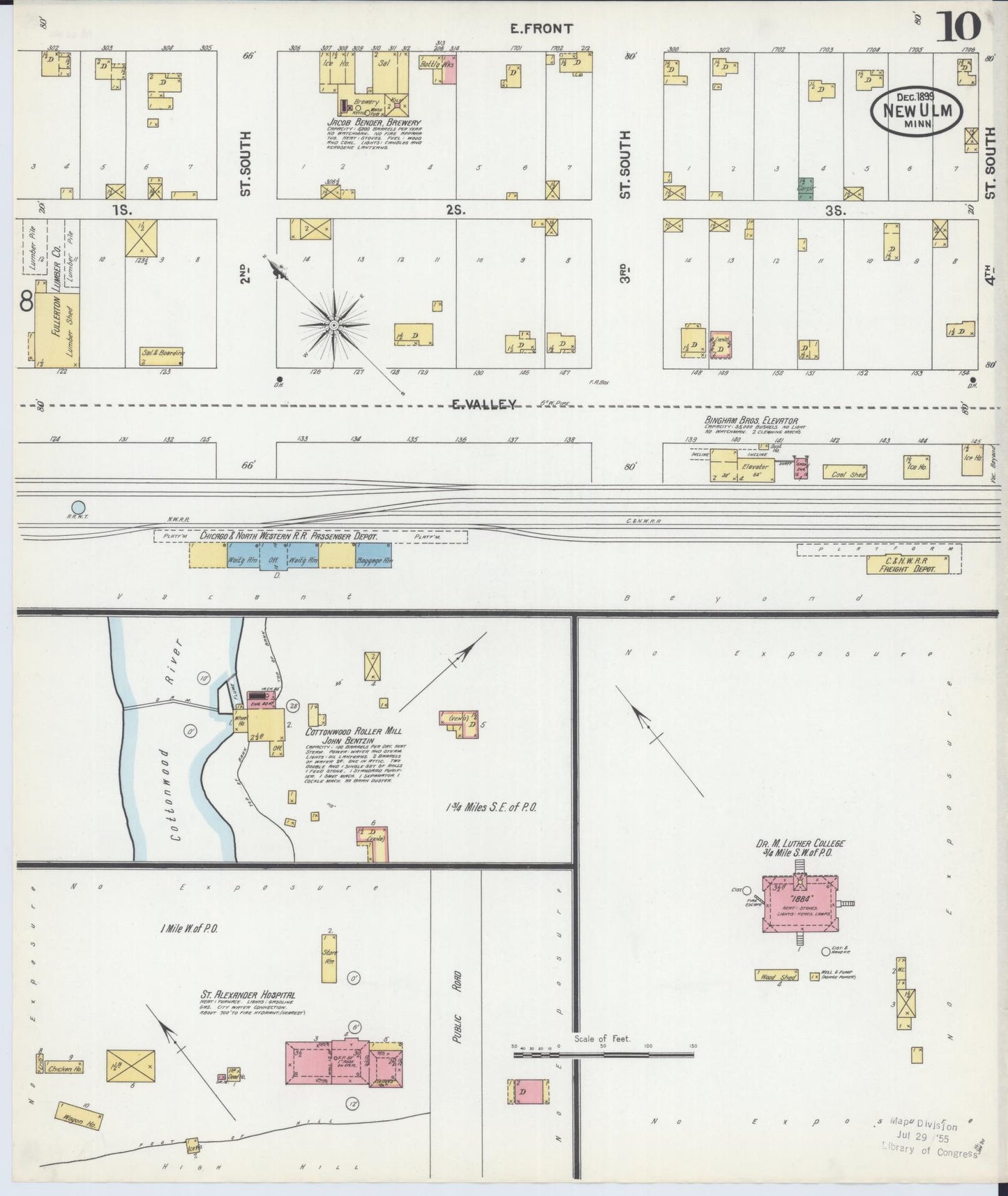 Sanborn Fire Insurance Map from New Ulm, Brown County, Minnesota (1899), Sheet #0010 - Complete Map Set gallery image, historic Sanborn map, vintage wall art, Minnesota Minnesota