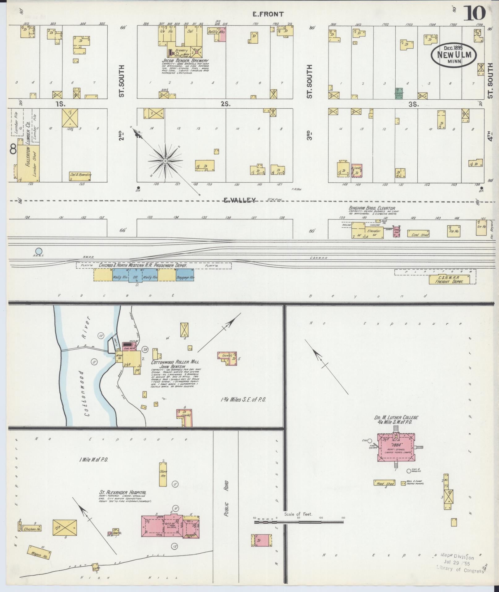 Sanborn Fire Insurance Map from New Ulm, Brown County, Minnesota (1899), Sheet #0010 - Complete Map Set gallery image, historic Sanborn map, vintage wall art, Minnesota Minnesota