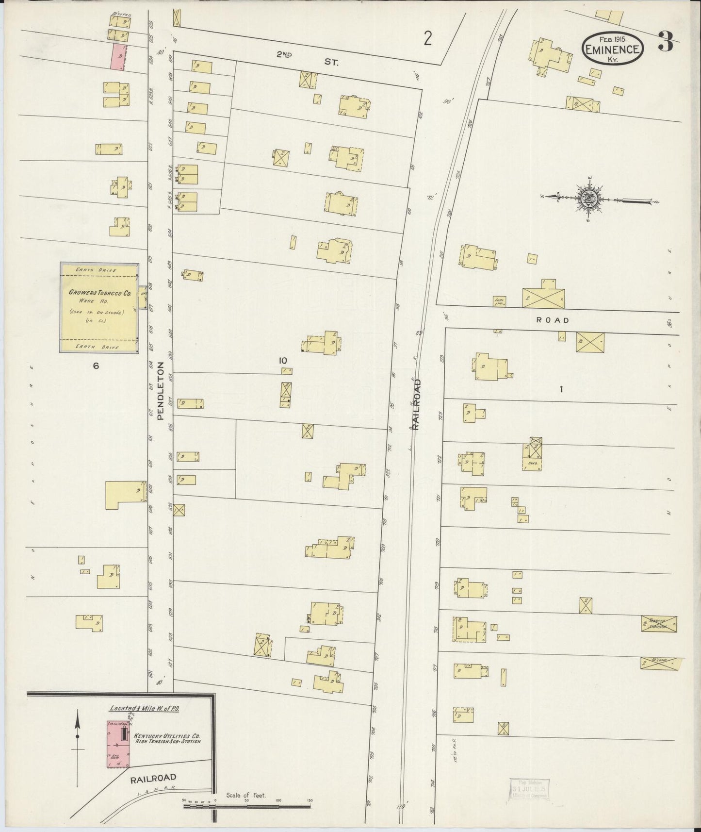 Sanborn Fire Insurance Map from Eminence, Henry County, Kentucky (1915), Sheet #0003 - Complete Map Set gallery image, historic Sanborn map, vintage wall art, Kentucky Kentucky