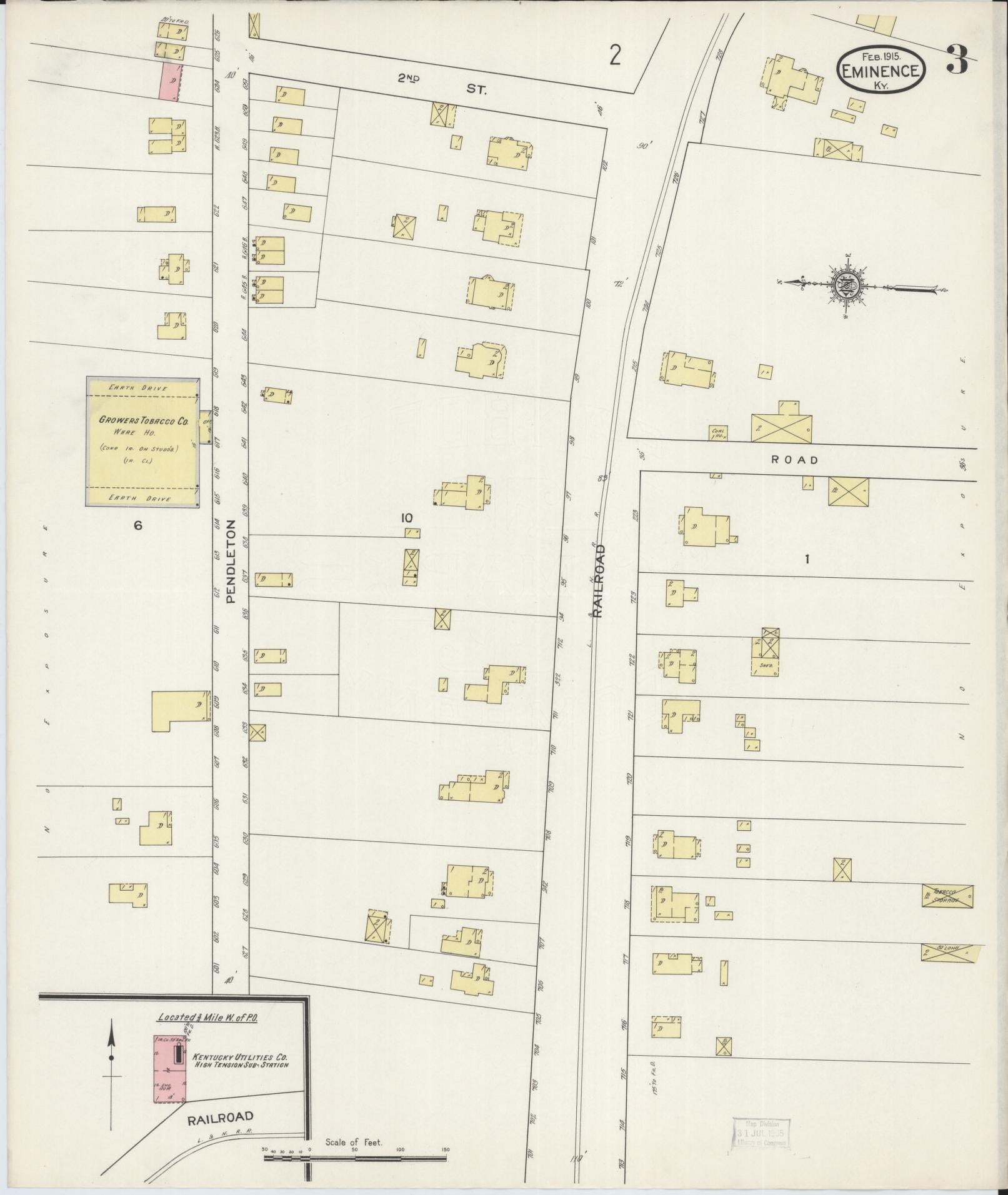 Sanborn Fire Insurance Map from Eminence, Henry County, Kentucky (1915), Sheet #0003 - Complete Map Set gallery image, historic Sanborn map, vintage wall art, Kentucky Kentucky
