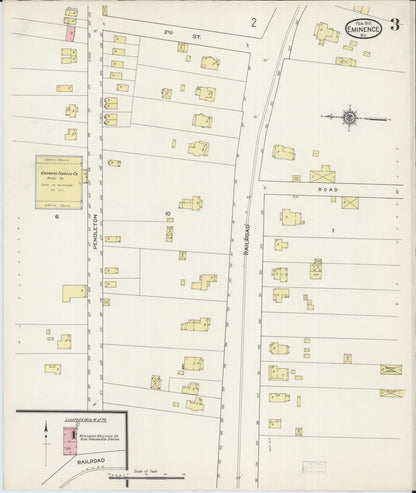 Sanborn Fire Insurance Map from Eminence, Henry County, Kentucky (1915), Sheet #0003 - Complete Map Set gallery image, historic Sanborn map, vintage wall art, Kentucky Kentucky