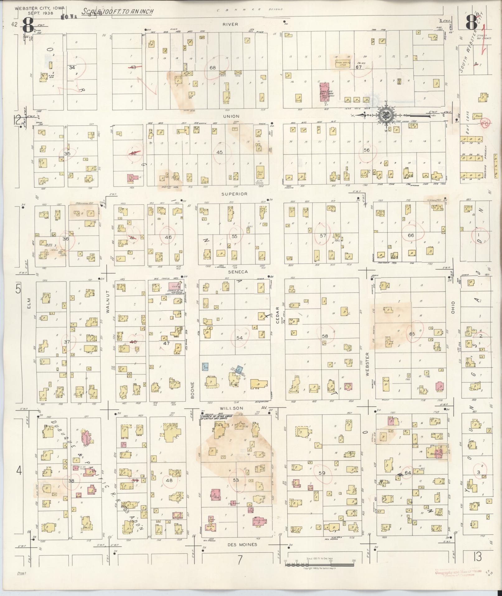 Sanborn Fire Insurance Map from Webster City, Hamilton County, Iowa (1950), Sheet #0008 - Historic Sanborn Fire Insurance Map Print