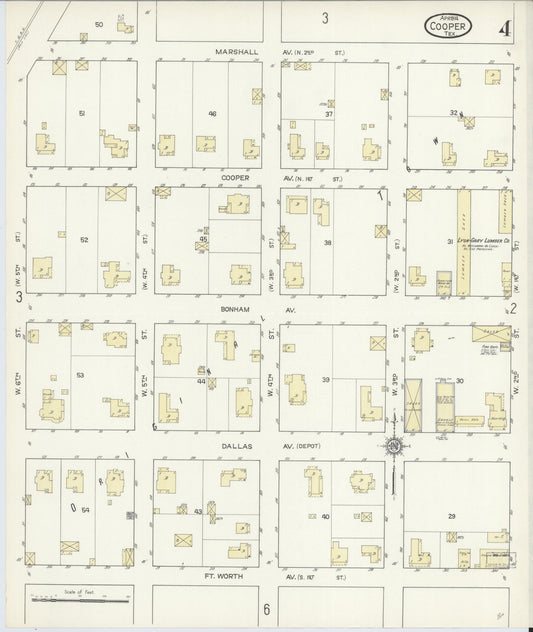 Sanborn Fire Insurance Map from Cooper, Delta County, Texas (1914), Sheet #0004 - Historic Sanborn Fire Insurance Map Print, vintage old map wall art, antique decor, genealogy gift, Texas Texas map
