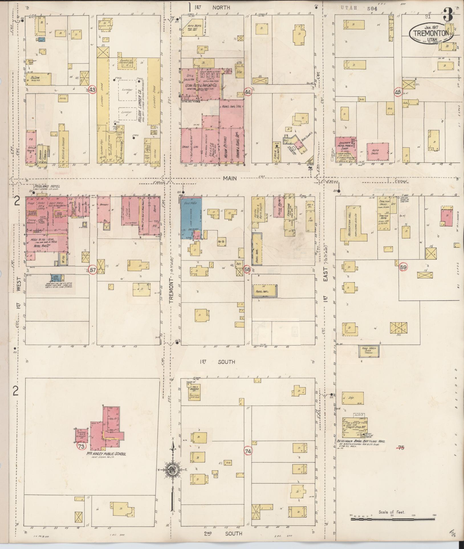 Sanborn Fire Insurance Map from Tremonton, Box Elder County, Utah (1929), Sheet #0003 - Historic Sanborn Fire Insurance Map Print, vintage old map wall art, antique decor, genealogy gift, Utah Utah map
