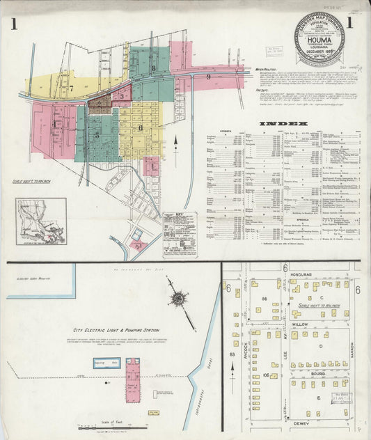 Sanborn Fire Insurance Map from Houma, Terrebonne Parish, Louisiana. (1924) – Historic Sanborn Fire Insurance Map Print