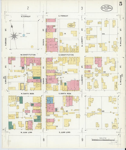 Sanborn Fire Insurance Map from Victoria, Victoria County, Texas (1907), Sheet #0005 - Complete Map Set gallery image, historic Sanborn map, vintage wall art, Texas Texas