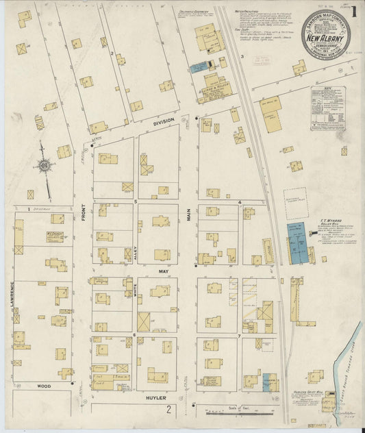 Sanborn Fire Insurance Map from New Albany, Bradford County, Pennsylvania (1911), Sheet #0001 - Complete Map Set gallery image, historic Sanborn map, vintage wall art, Pennsylvania Pennsylvania