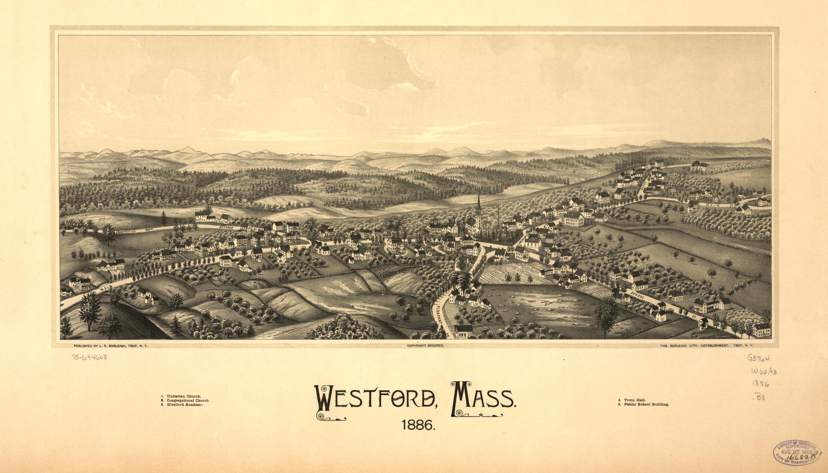 Westford, Mass. 1886. (1886) – Historic Bird’s-Eye View Panorama Print