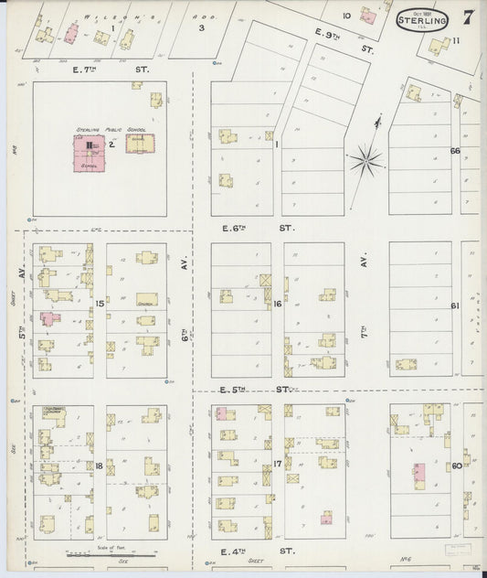 Sanborn Fire Insurance Map from Sterling, Whiteside County, Illinois (1891), Sheet #0007 - Historic Sanborn Fire Insurance Map Print, vintage old map wall art, antique decor, genealogy gift, Illinois Illinois map