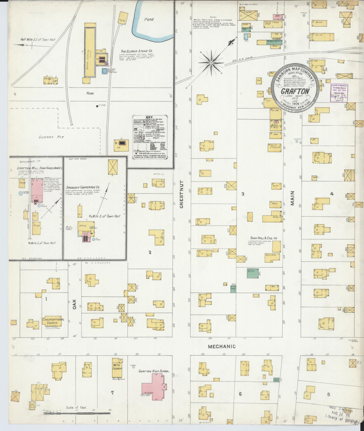 Sanborn Fire Insurance Map from Grafton, Lorain County, Ohio (1904), Sheet #0001 - Historic Sanborn Fire Insurance Map Print, vintage old map wall art, antique decor, genealogy gift, Ohio Ohio map