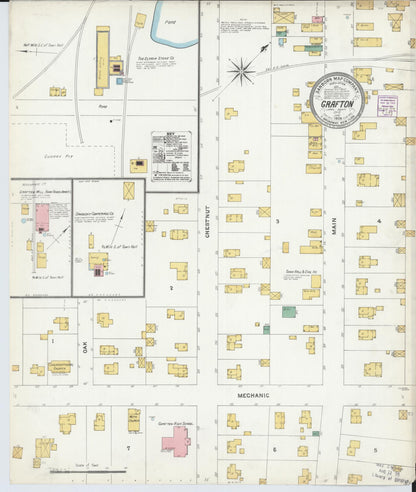 Sanborn Fire Insurance Map from Grafton, Lorain County, Ohio (1904), Sheet #0001 - Historic Sanborn Fire Insurance Map Print, vintage old map wall art, antique decor, genealogy gift, Ohio Ohio map