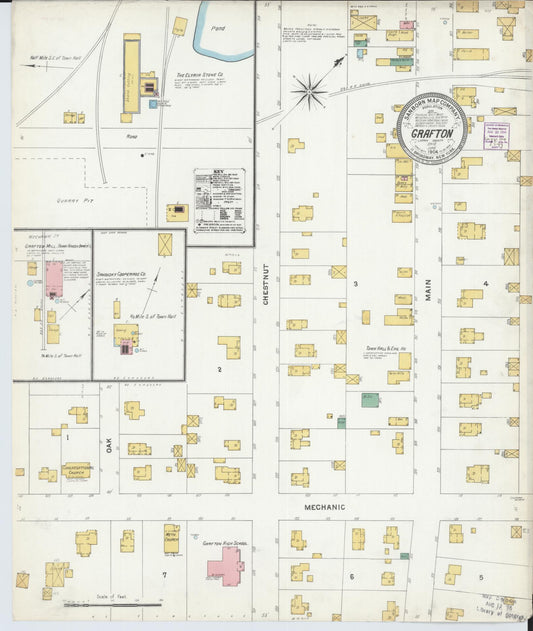 Sanborn Fire Insurance Map from Grafton, Lorain County, Ohio (1904), Sheet #0001 - Historic Sanborn Fire Insurance Map Print, vintage old map wall art, antique decor, genealogy gift, Ohio Ohio map