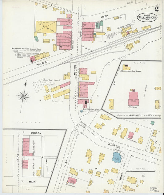 Sanborn Fire Insurance Map from Williamsport, Warren County, Indiana (1905), Sheet #0002 - Historic Sanborn Fire Insurance Map Print, vintage old map wall art, antique decor, genealogy gift, Indiana Indiana map