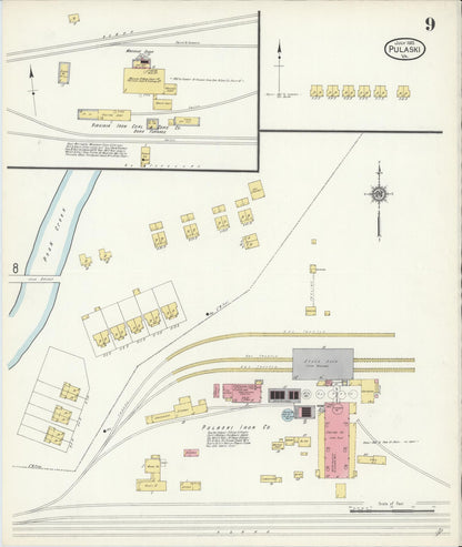 Sanborn Fire Insurance Map from Pulaski, Pulaski County, Virginia (1913), Sheet #0009 - Complete Map Set gallery image, historic Sanborn map, vintage wall art, Virginia Virginia