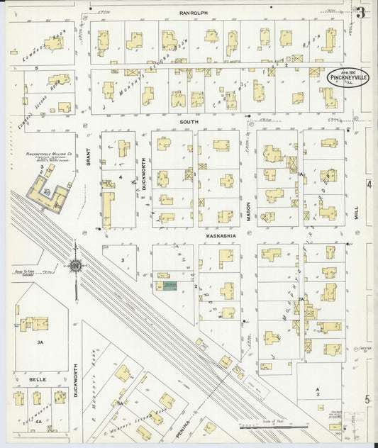Sanborn Fire Insurance Map from Pinckneyville, Perry County, Illinois (1910), Sheet #0003 - Historic Sanborn Fire Insurance Map Print, vintage old map wall art, antique decor, genealogy gift, Illinois Illinois map
