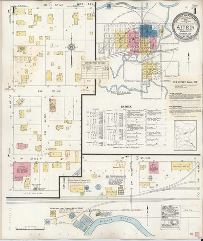 Sanborn Fire Insurance Map from Aitkin, Aitkin County, Minnesota (1936), Sheet #0001 - Historic Sanborn Fire Insurance Map Print, vintage old map wall art, antique decor, genealogy gift, Minnesota Minnesota map