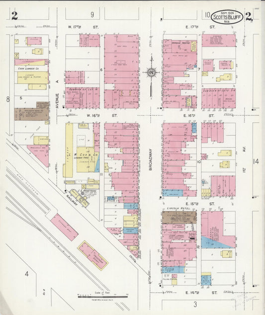 Sanborn Fire Insurance Map from Scottsbluff, Scotts Bluff County, Nebraska (1924), Sheet #0002 - Historic Sanborn Fire Insurance Map Print, vintage old map wall art, antique decor, genealogy gift, Nebraska Nebraska map