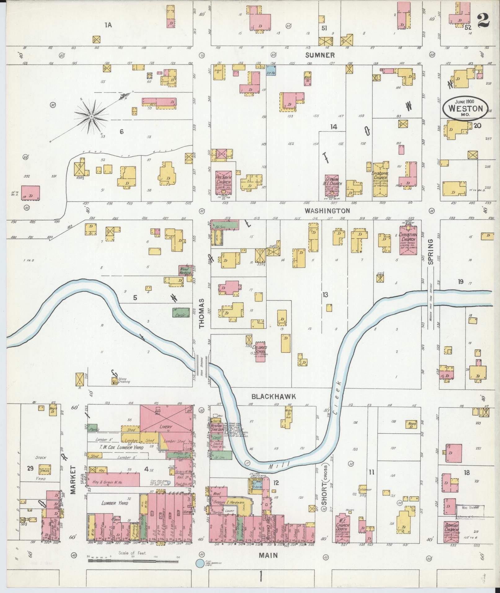 Sanborn Fire Insurance Map from Weston, Platte County, Missouri (1900), Sheet #0002 - Complete Map Set gallery image, historic Sanborn map, vintage wall art, Missouri Missouri