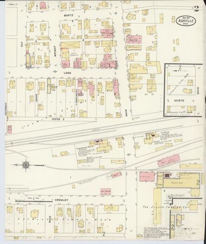 Sanborn Fire Insurance Map from Ashville, Pickaway County, Ohio (1910), Sheet #0002 - Historic Sanborn Fire Insurance Map Print, vintage old map wall art, antique decor, genealogy gift, Ohio Ohio map