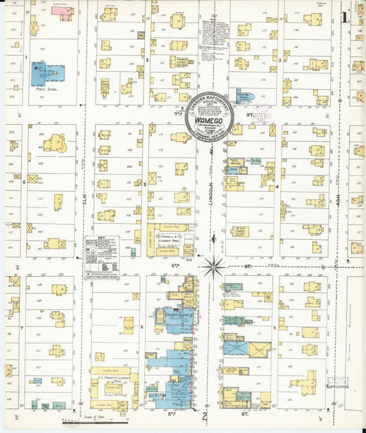 Sanborn Fire Insurance Map from Wamego, Pottawatomie County, Kansas (1905), Sheet #0001 - Historic Sanborn Fire Insurance Map Print, vintage old map wall art, antique decor, genealogy gift, Kansas Kansas map