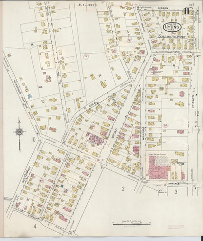 Sanborn Fire Insurance Map from Lyons, Wayne County, New York (1949), Sheet #0011 - Complete Map Set gallery image, historic Sanborn map, vintage wall art, New York New York
