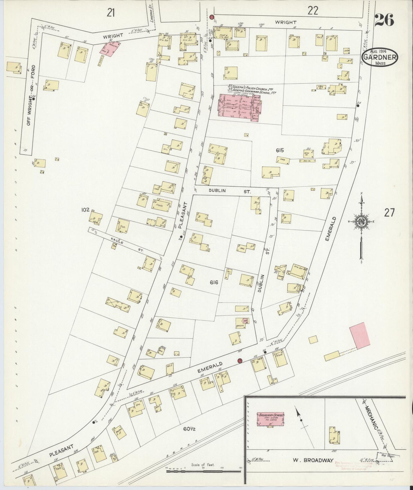 Sanborn Fire Insurance Map from Gardner, Worcester County, Massachusetts (1914), Sheet #0026 - Complete Map Set gallery image, historic Sanborn map, vintage wall art, Massachusetts Massachusetts
