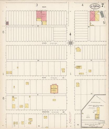 Sanborn Fire Insurance Map from El Centro, Imperial County, California (1910), Sheet #0007 - Complete Map Set gallery image, historic Sanborn map, vintage wall art, California California
