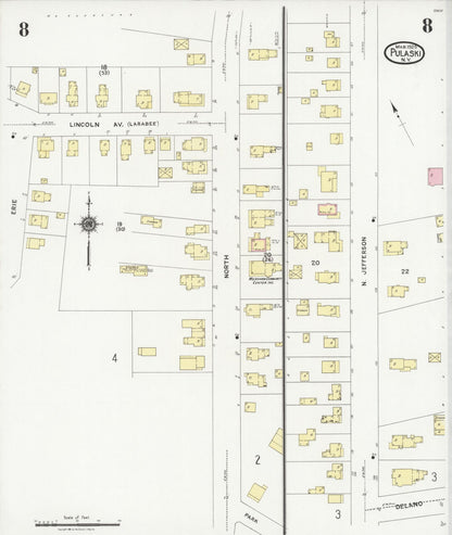 Sanborn Fire Insurance Map from Pulaski, Oswego County, New York (1925), Sheet #0008 - Complete Map Set gallery image, historic Sanborn map, vintage wall art, New York New York