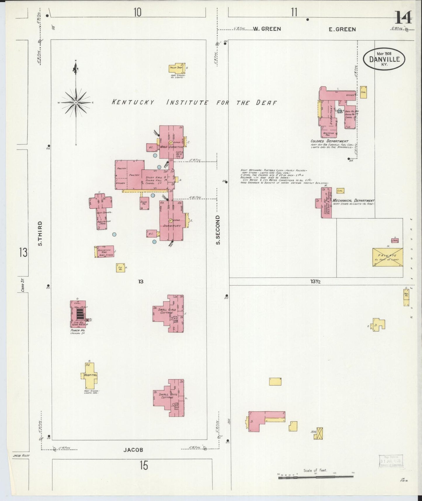 Sanborn Fire Insurance Map from Danville, Boyle County, Kentucky (1908), Sheet #0014 - Complete Map Set gallery image, historic Sanborn map, vintage wall art, Kentucky Kentucky
