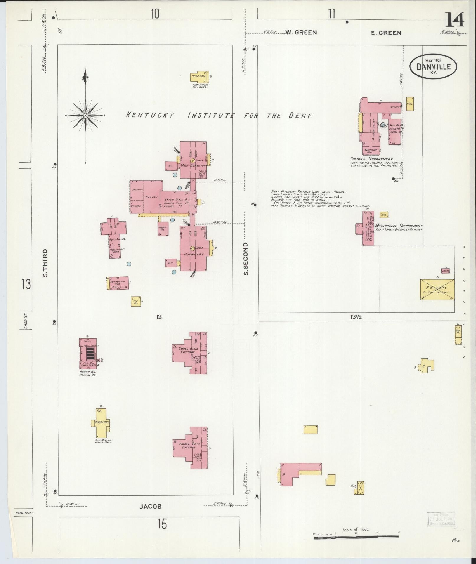 Sanborn Fire Insurance Map from Danville, Boyle County, Kentucky (1908), Sheet #0014 - Complete Map Set gallery image, historic Sanborn map, vintage wall art, Kentucky Kentucky