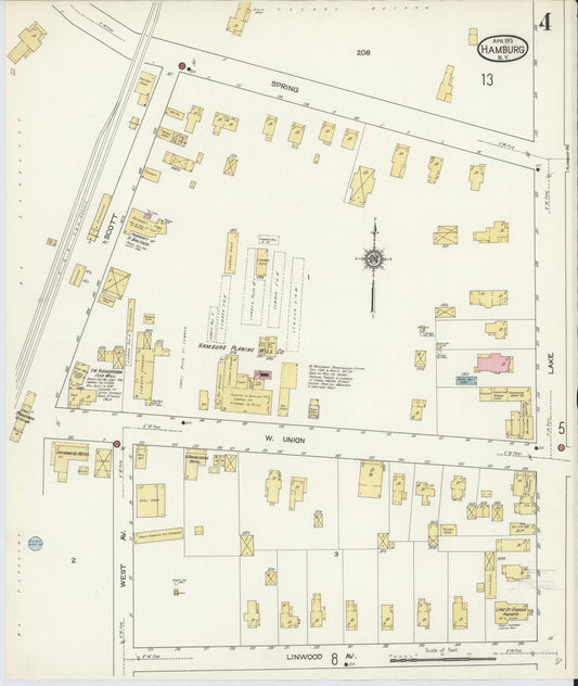 Sanborn Fire Insurance Map from Hamburg, Erie County, New York (1913), Sheet #0004 - Historic Sanborn Fire Insurance Map Print, vintage old map wall art, antique decor, genealogy gift, New York New York map