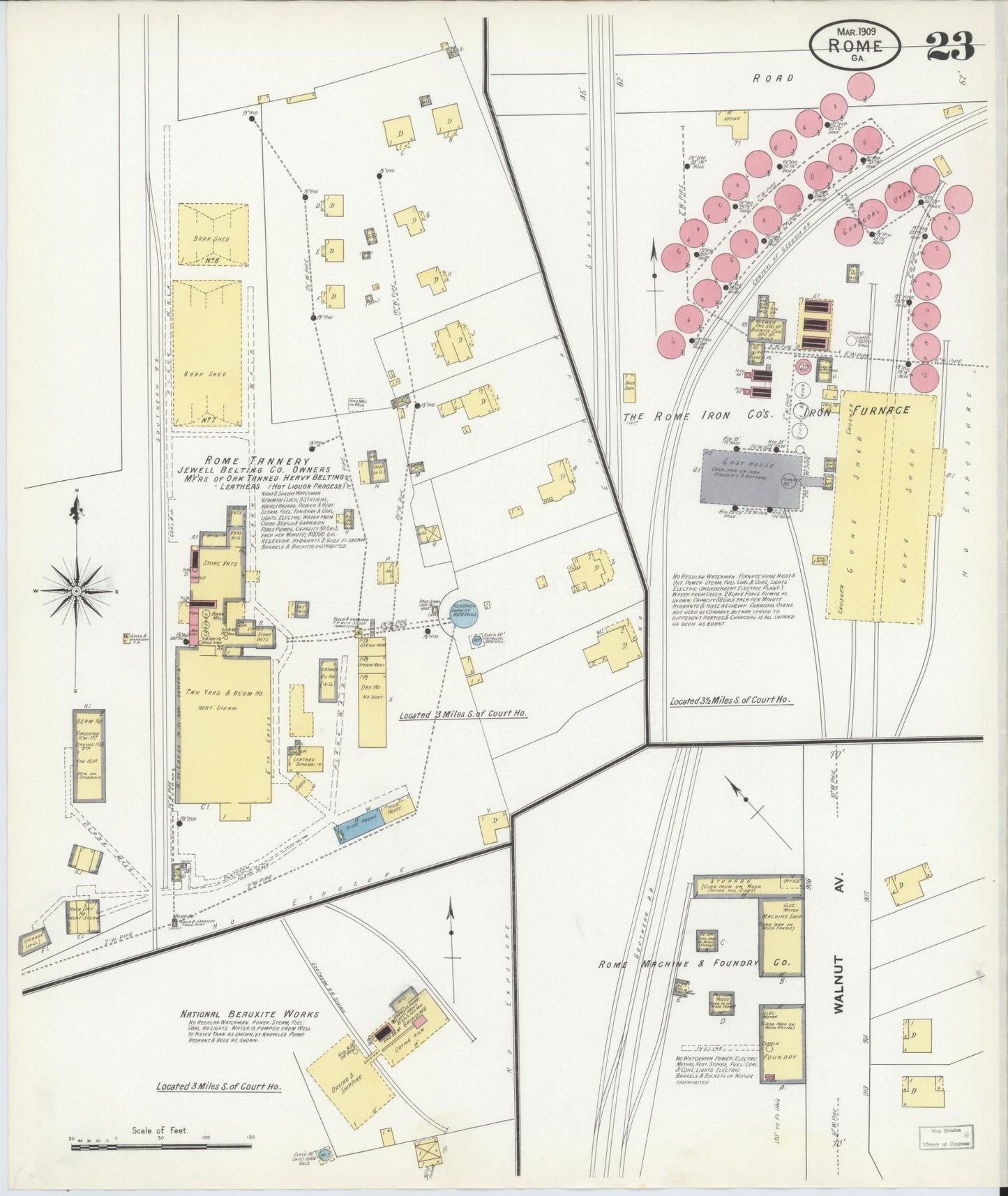 Sanborn Fire Insurance Map from Rome, Floyd County, Georgia (1909), Sheet #0023 - Historic Sanborn Fire Insurance Map Print, vintage old map wall art, antique decor, genealogy gift, Georgia Georgia map