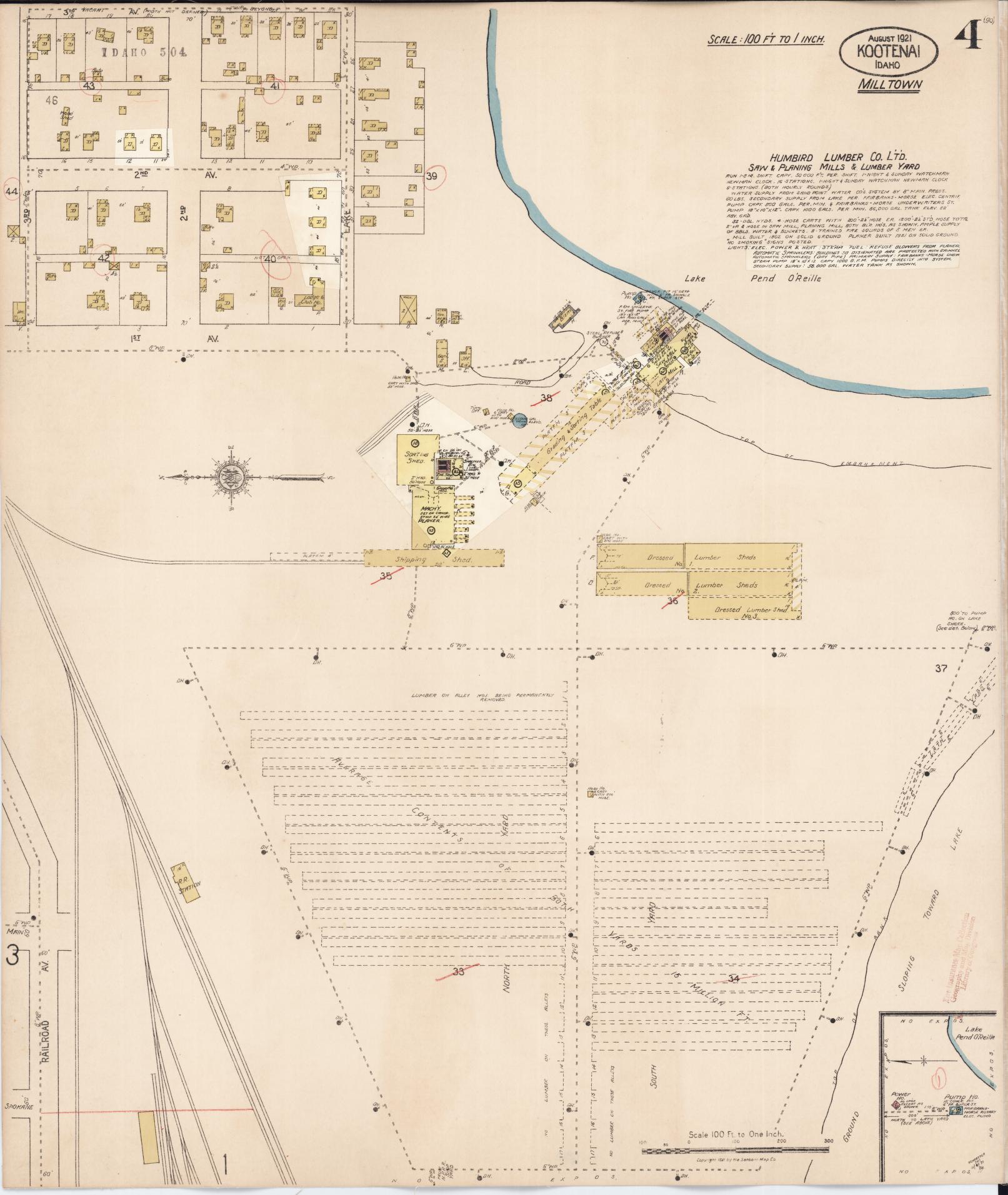 Sanborn Fire Insurance Map from Kootenai, Bonner County, Idaho (1927), Sheet #0004 - Complete Map Set gallery image, historic Sanborn map, vintage wall art, Idaho Idaho