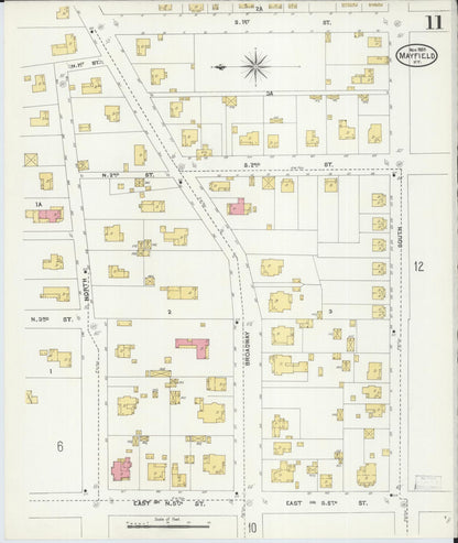 Sanborn Fire Insurance Map from Mayfield, Graves County, Kentucky (1905), Sheet #0011 - Complete Map Set gallery image, historic Sanborn map, vintage wall art, Kentucky Kentucky