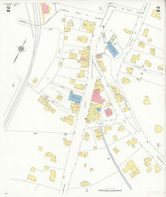 Sanborn Fire Insurance Map from Cohasset, Norfolk County, Massachusetts (1935), Sheet #0002 - Historic Sanborn Fire Insurance Map Print, vintage old map wall art, antique decor, genealogy gift, Massachusetts Massachusetts map