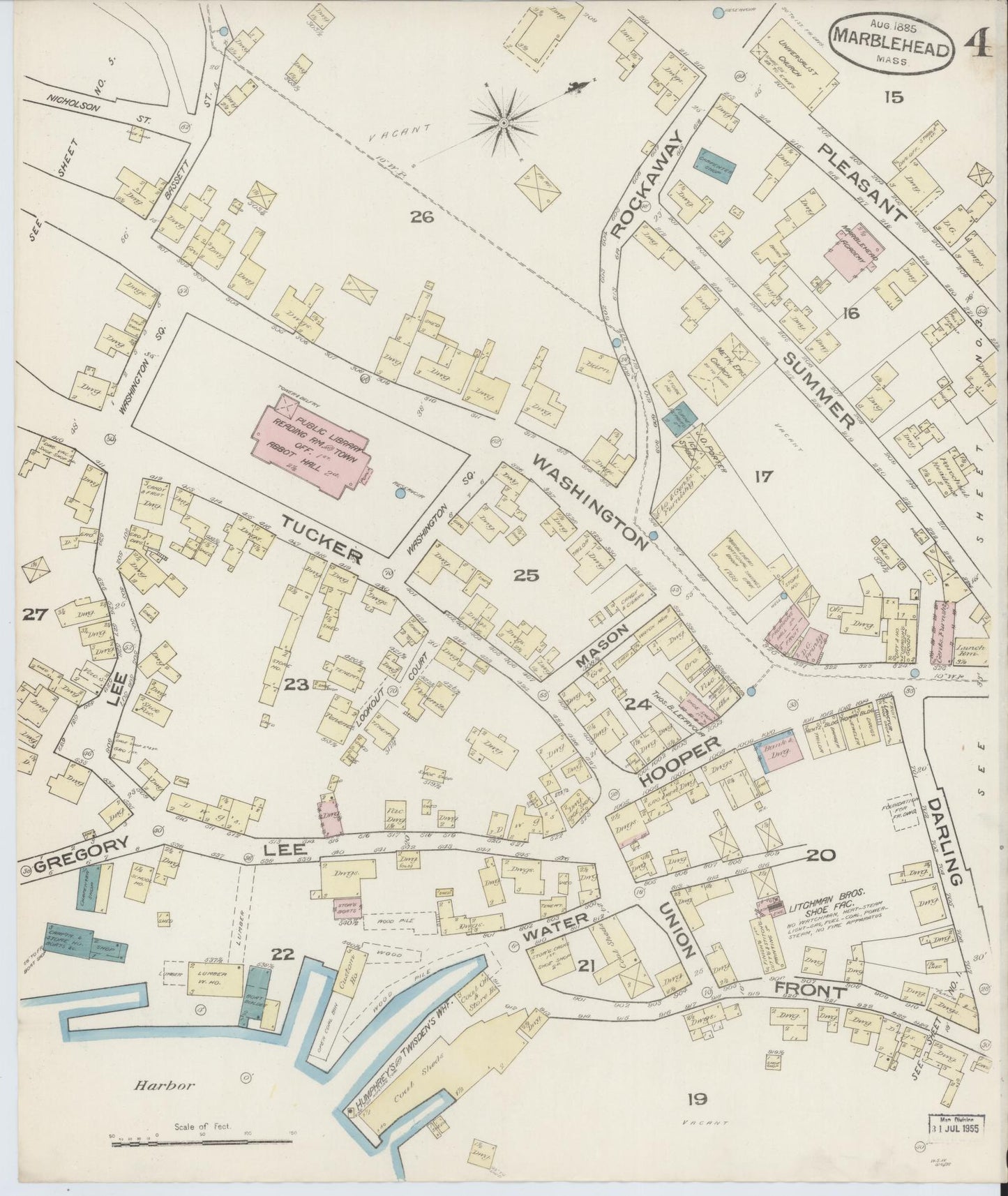 Sanborn Fire Insurance Map from Marblehead, Essex County, Massachusetts (1885), Sheet #0004 - Complete Map Set gallery image, historic Sanborn map, vintage wall art, Massachusetts Massachusetts
