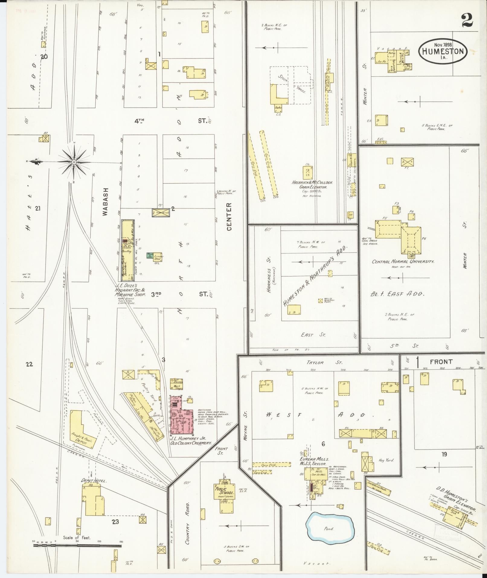 Sanborn Fire Insurance Map from Humeston, Wayne County, Iowa (1898), Sheet #0002 - Historic Sanborn Fire Insurance Map Print, vintage old map wall art