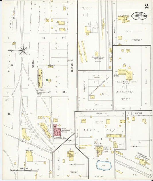 Sanborn Fire Insurance Map from Humeston, Wayne County, Iowa (1898), Sheet #0002 - Historic Sanborn Fire Insurance Map Print, vintage old map wall art