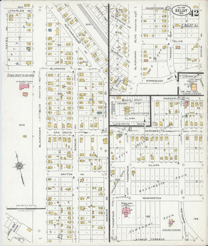 Sanborn Fire Insurance Map from Beloit, Rock County, Wisconsin (1926), Sheet #0042 - Complete Map Set gallery image, historic Sanborn map, vintage wall art, Wisconsin Wisconsin