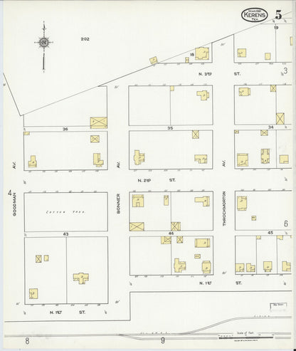 Sanborn Fire Insurance Map from Kerens, Navarro County, Texas (1921), Sheet #0005 - Complete Map Set gallery image, historic Sanborn map, vintage wall art, Texas Texas