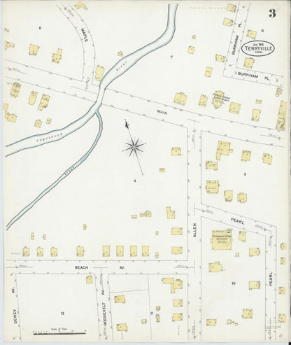 Sanborn Fire Insurance Map from Terryville, Litchfield County, Connecticut (1908), Sheet #0003 - Complete Map Set gallery image, historic Sanborn map, vintage wall art, Connecticut Connecticut