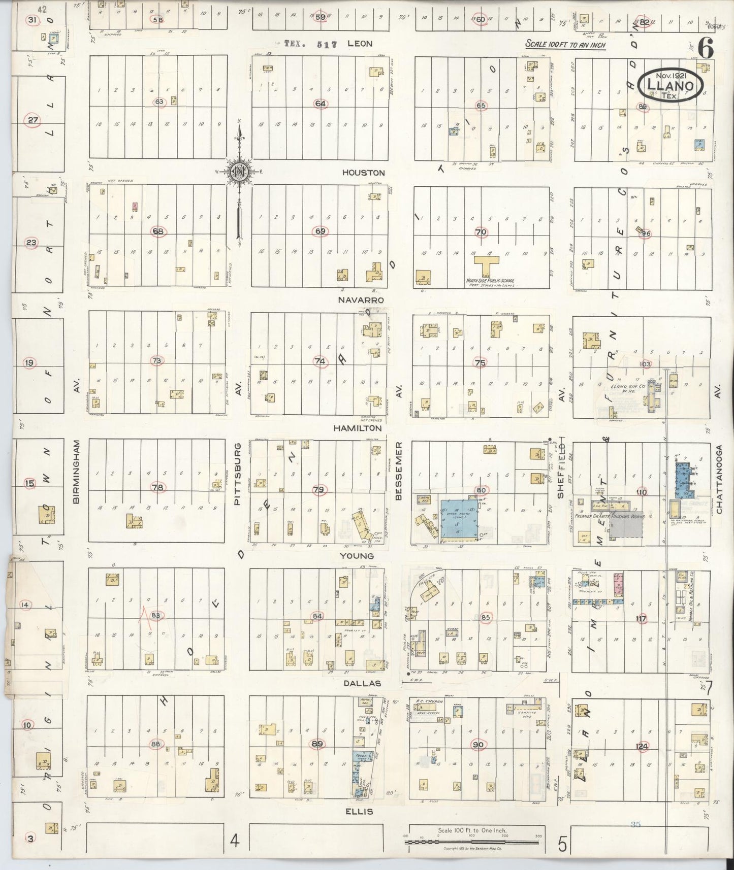 Sanborn Fire Insurance Map from Llano, Llano County, Texas (1942), Sheet #0006 - Historic Sanborn Fire Insurance Map Print, vintage old map wall art, antique decor, genealogy gift, Texas Texas map
