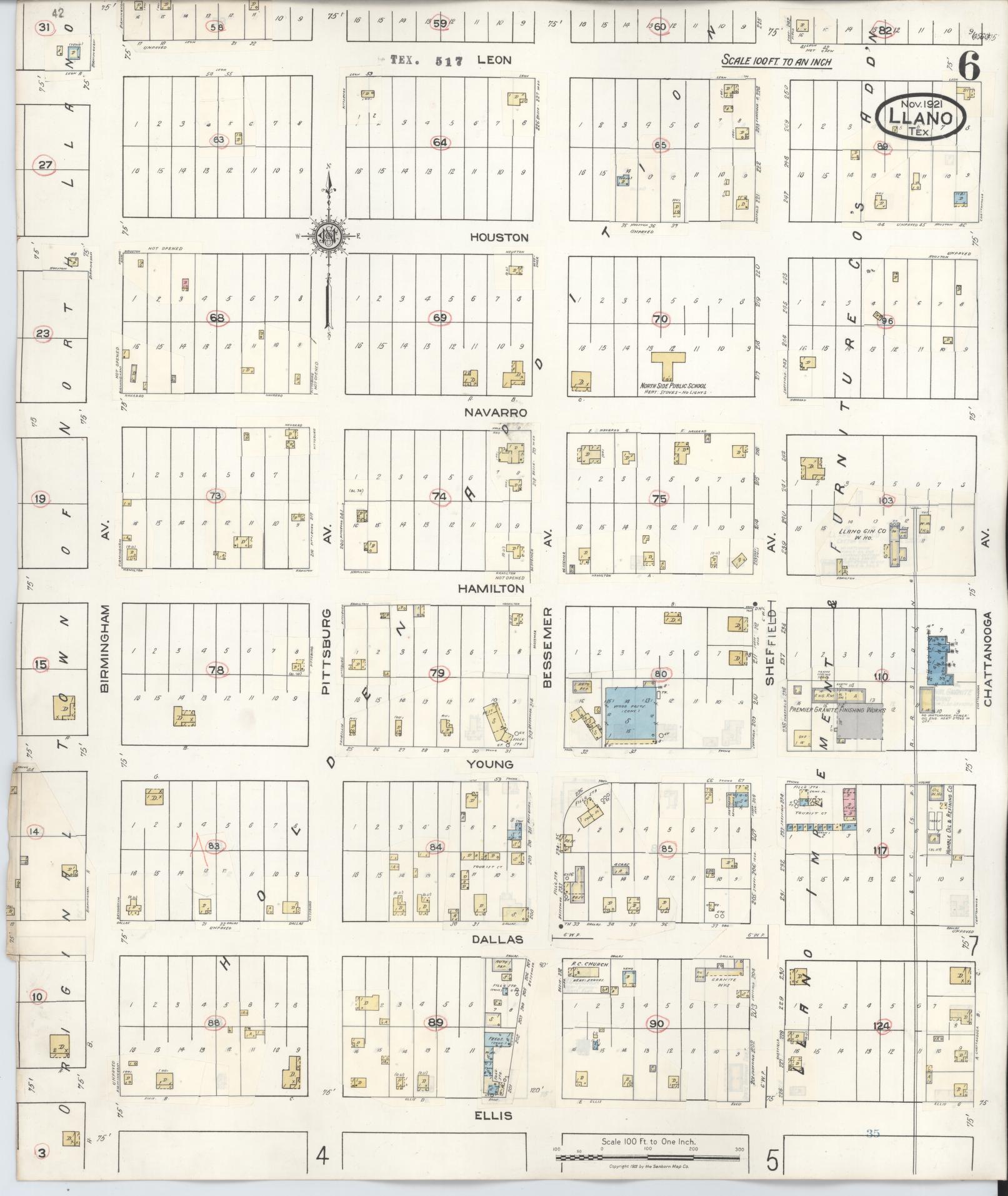 Sanborn Fire Insurance Map from Llano, Llano County, Texas (1942), Sheet #0006 - Historic Sanborn Fire Insurance Map Print, vintage old map wall art, antique decor, genealogy gift, Texas Texas map
