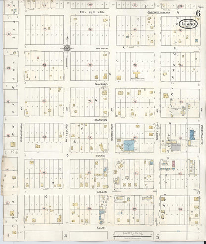 Sanborn Fire Insurance Map from Llano, Llano County, Texas (1942), Sheet #0006 - Historic Sanborn Fire Insurance Map Print, vintage old map wall art, antique decor, genealogy gift, Texas Texas map