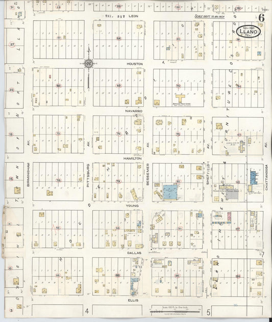 Sanborn Fire Insurance Map from Llano, Llano County, Texas (1942), Sheet #0006 - Historic Sanborn Fire Insurance Map Print, vintage old map wall art, antique decor, genealogy gift, Texas Texas map