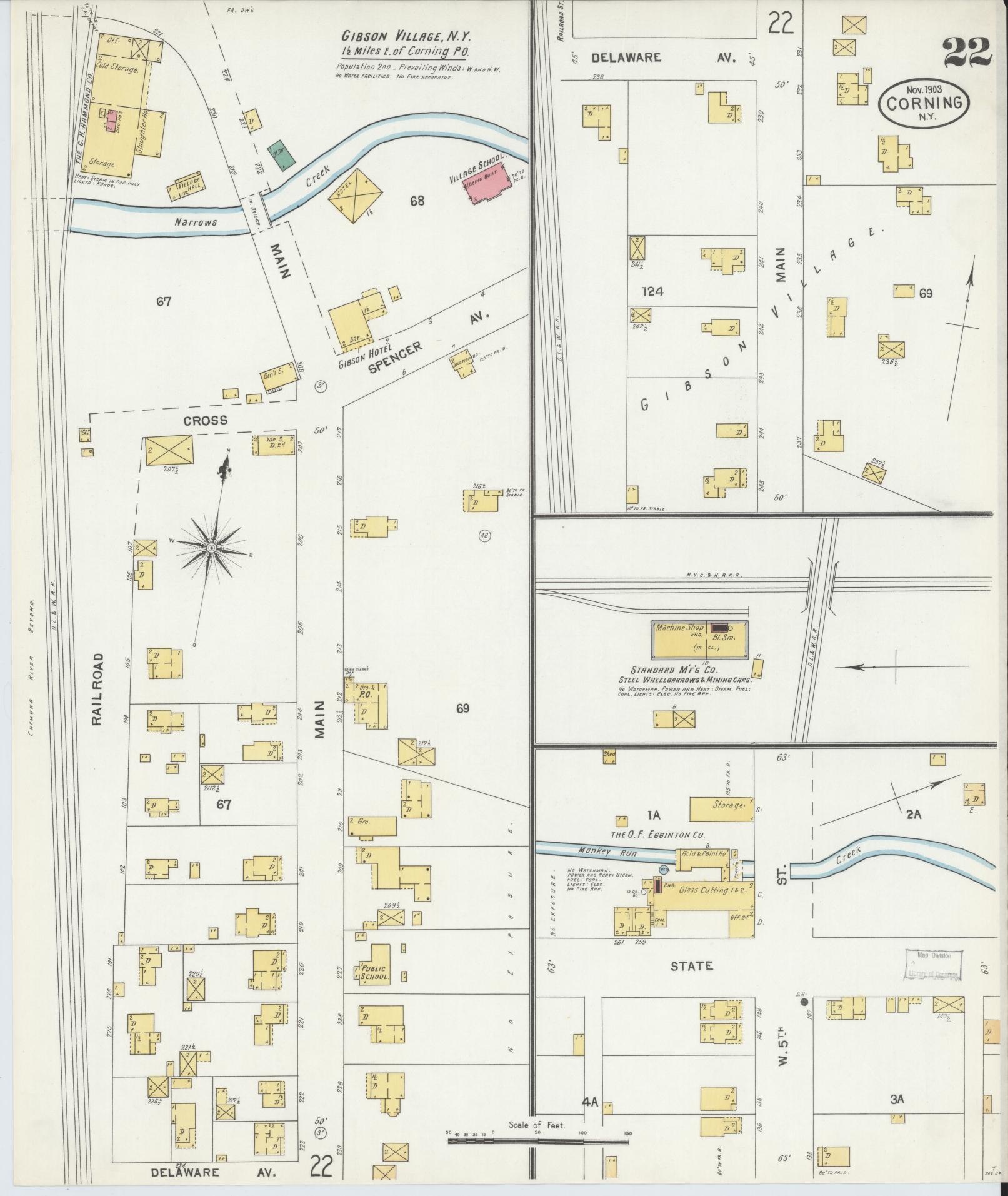 Sanborn Fire Insurance Map from Corning, Steuben County, New York (1903), Sheet #0022 - Complete Map Set gallery image, historic Sanborn map, vintage wall art, New York New York